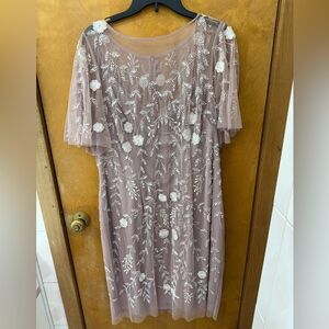 Adrianna Papell Purple Flutter Sleeve Gown for Weddings